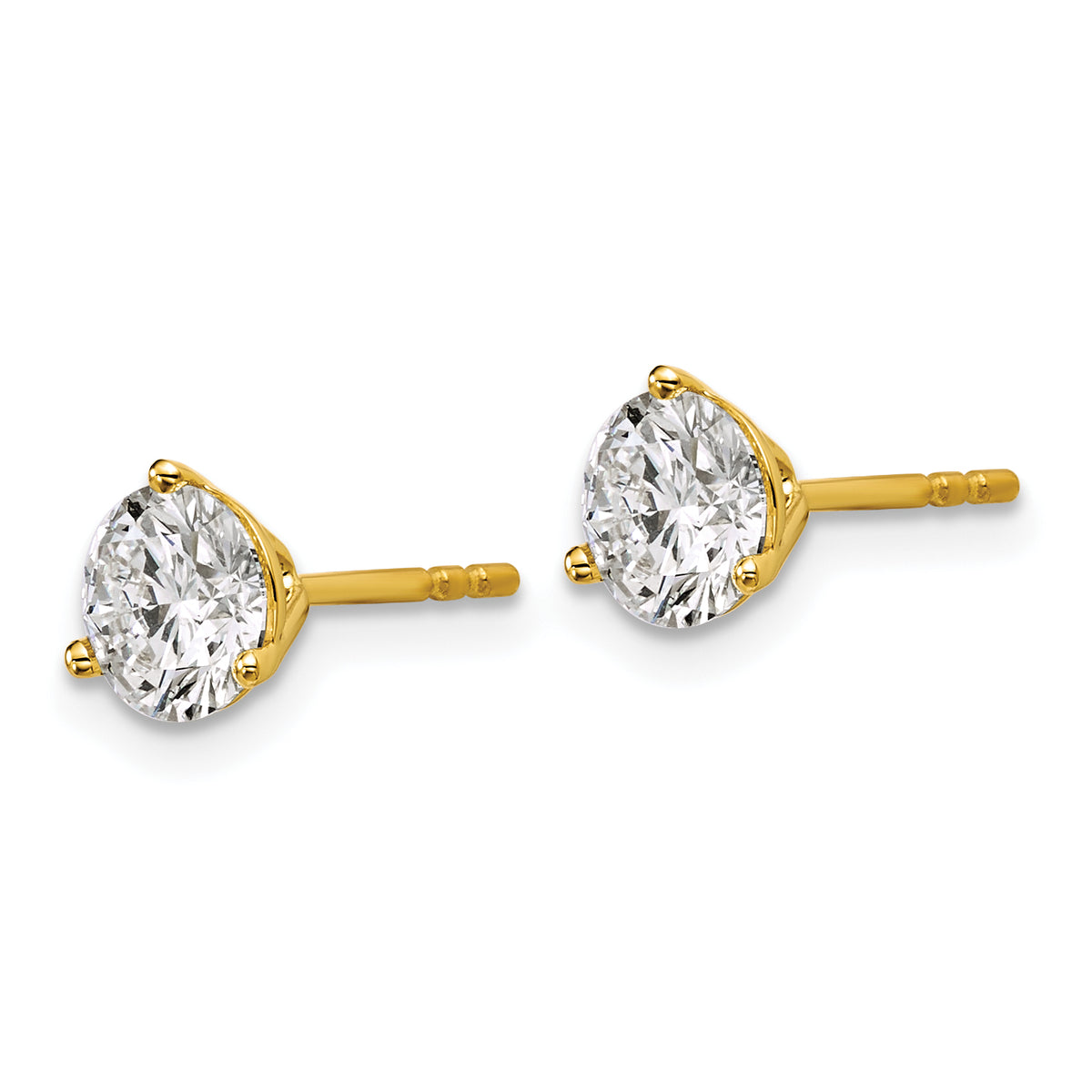 Lab Grown Diamond Gold 3-Prong Solitaire Earrings - 18k Yellow Gold / 1-1/2 ctw. / VS+ F+