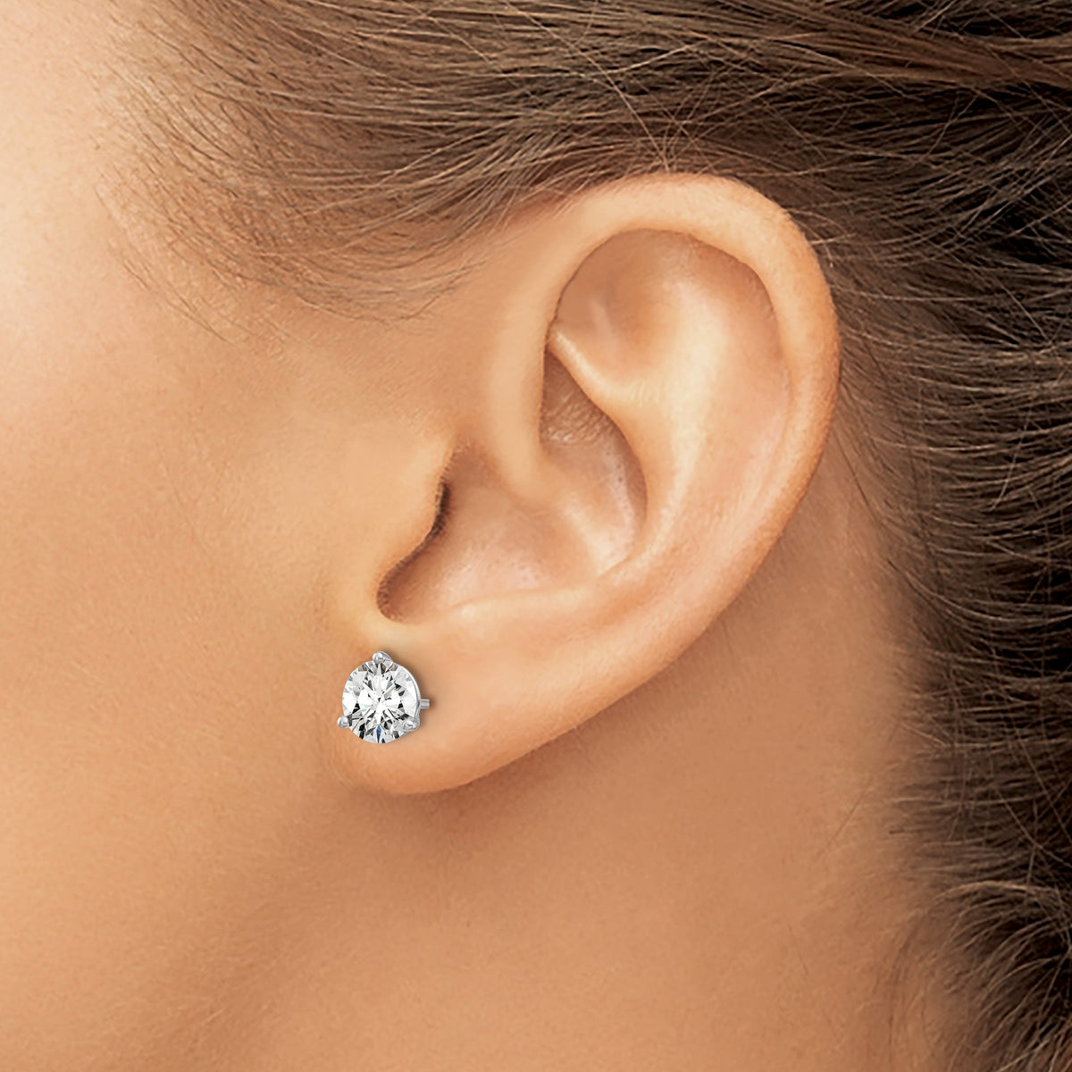 Lab Grown Diamond Gold 3-Prong Solitaire Earrings - 14k White Gold / 1-5/8 ctw. / VS+ F+