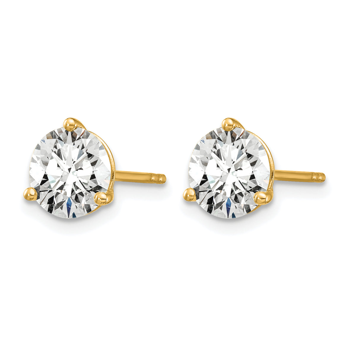 Lab Grown Diamond Gold 3-Prong Solitaire Earrings - 14k Yellow Gold / 1-5/8 ctw. / VS+ F+
