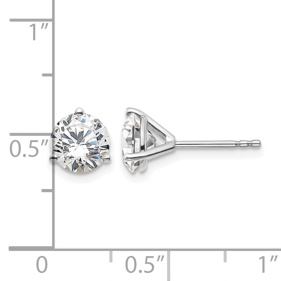 Lab Grown Diamond Gold 3-Prong Solitaire Earrings - 18k White Gold / 2 ctw. / VS+ F+