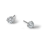 Lab Grown Diamond Gold 3-Prong Solitaire Earrings - 14k White Gold / 2 ctw. / VS+ F+