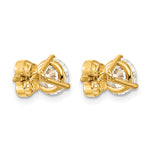 Lab Grown Diamond Gold 3-Prong Solitaire Earrings - 14k Yellow Gold / 2 ctw. / VS+ F+
