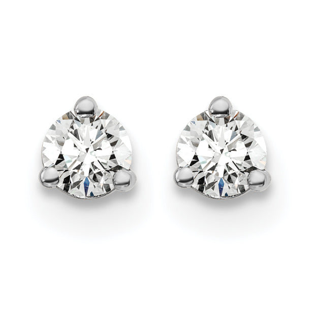 Lab Grown Diamond Gold 3-Prong Solitaire Earrings with Screw Backs - 14k White Gold / 1/5 ctw. / VS+ F+