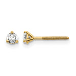 Lab Grown Diamond Gold 3-Prong Solitaire Earrings with Screw Backs - 14k Yellow Gold / 1/5 ctw. / VS+ F+