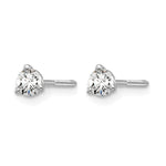 Lab Grown Diamond Gold 3-Prong Solitaire Earrings with Screw Backs - 14k White Gold / 1/4 ctw. / VS+ F+