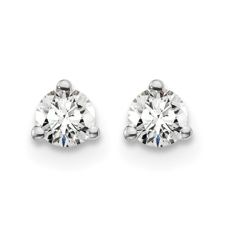 Lab Grown Diamond Gold 3-Prong Solitaire Earrings with Screw Backs - 14k White Gold / 1/4 ctw. / VS+ F+