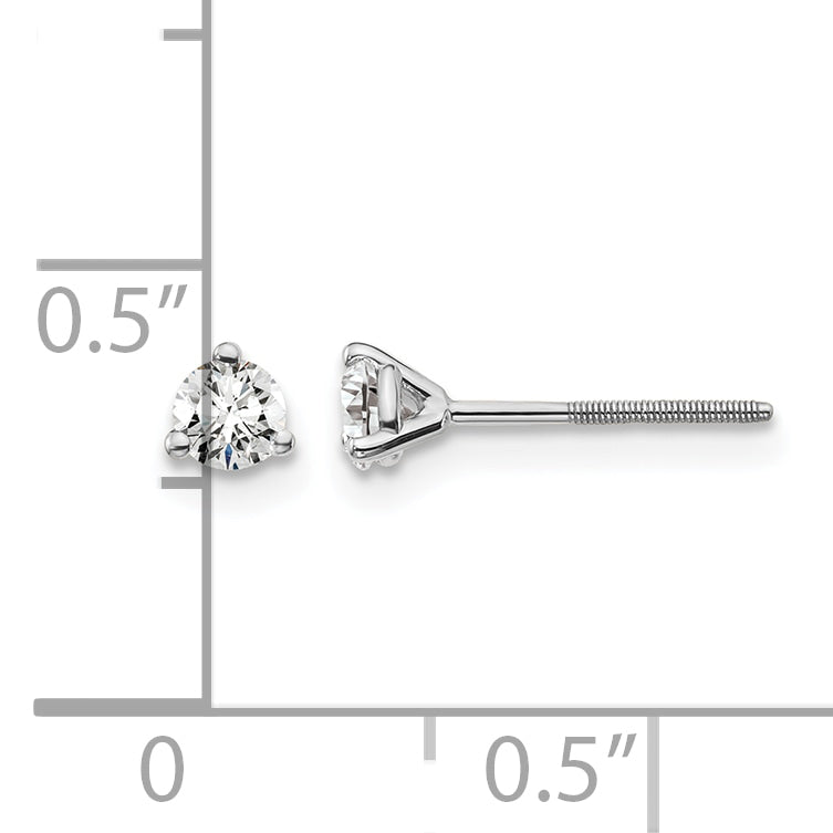 Lab Grown Diamond Gold 3-Prong Solitaire Earrings with Screw Backs - 14k White Gold / 1/4 ctw. / VS+ F+