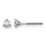 Lab Grown Diamond Gold 3-Prong Solitaire Earrings with Screw Backs - 18k White Gold / 1/3 ctw. / VS+ F+
