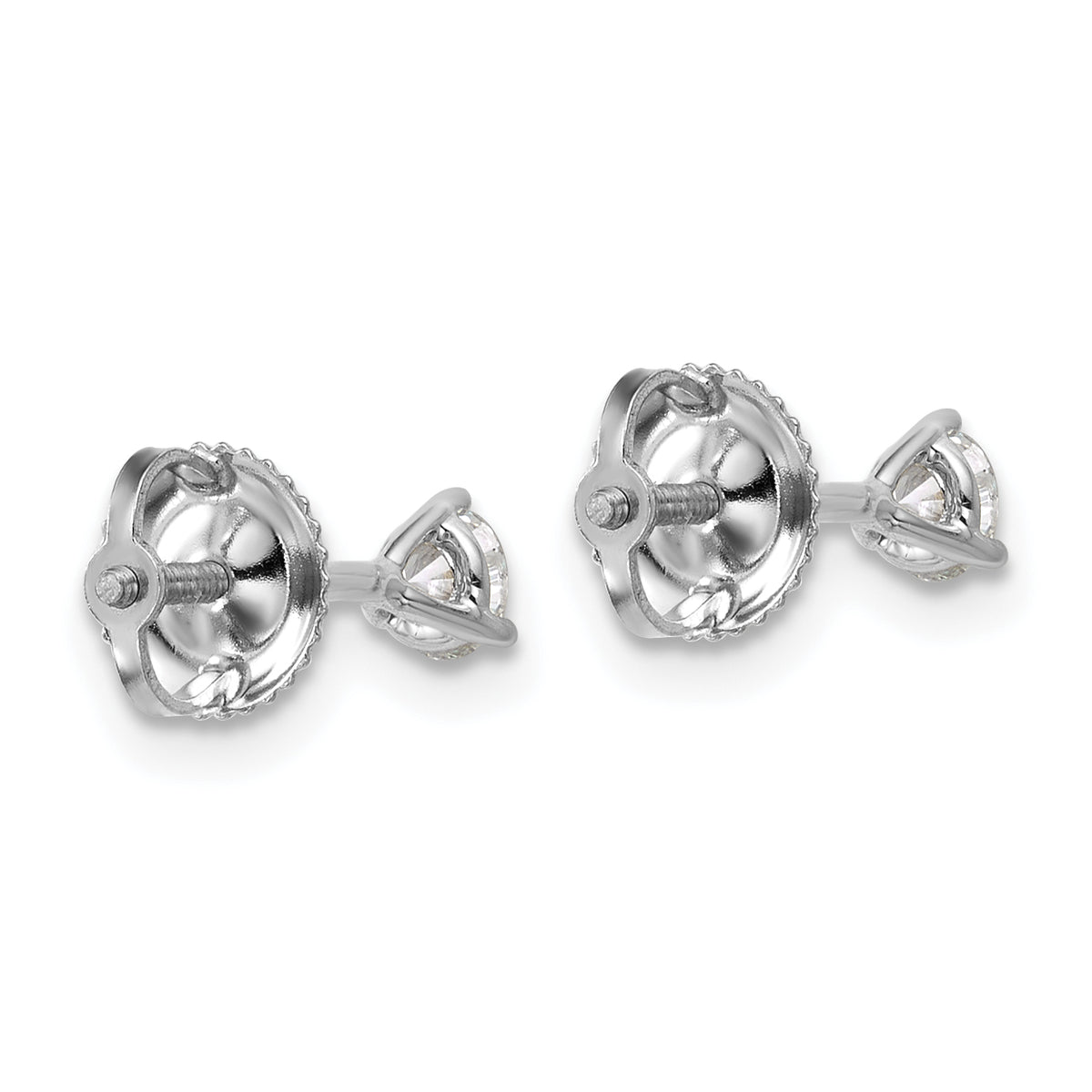 Lab Grown Diamond Gold 3-Prong Solitaire Earrings with Screw Backs - 14k White Gold / 1/3 ctw. / VS+ F+