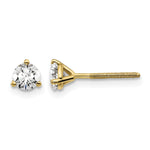 Lab Grown Diamond Gold 3-Prong Solitaire Earrings with Screw Backs - 18k Yellow Gold / 1/2 ctw. / VS+ F+