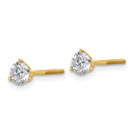 Lab Grown Diamond Gold 3-Prong Solitaire Earrings with Screw Backs - 18k Yellow Gold / 2/3 ctw. / VS+ F+