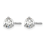 Lab Grown Diamond Gold 3-Prong Solitaire Earrings with Screw Backs - 14k White Gold / 2/3 ctw. / VS+ F+ Certified