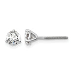Lab Grown Diamond Gold 3-Prong Solitaire Earrings with Screw Backs - 14k White Gold / 2/3 ctw. / VS+ F+