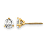 Lab Grown Diamond Gold 3-Prong Solitaire Earrings with Screw Backs - 18k Yellow Gold / 1 ctw. / VS+ F+
