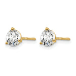 Lab Grown Diamond Gold 3-Prong Solitaire Earrings with Screw Backs - 14k Yellow Gold / 1 ctw. / VS+ F+