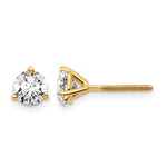 Lab Grown Diamond Gold 3-Prong Solitaire Earrings with Screw Backs - 14k Yellow Gold / 1 ctw. / VS+ F+