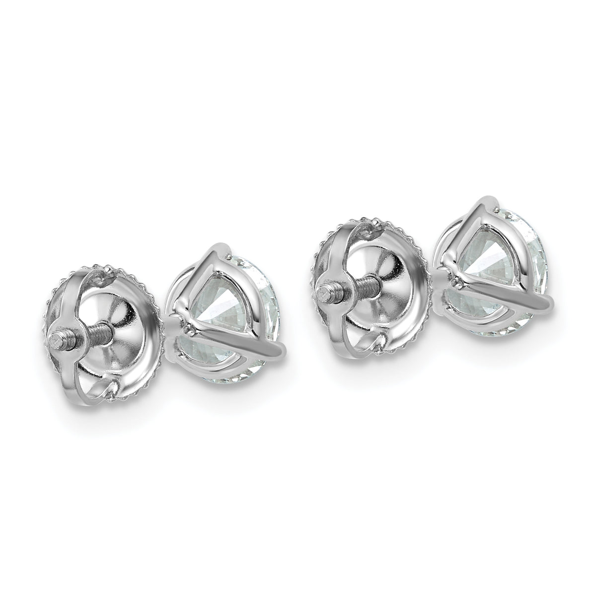 Lab Grown Diamond Gold 3-Prong Solitaire Earrings with Screw Backs - 14k White Gold / 1-5/8 ctw. / VS+ F+