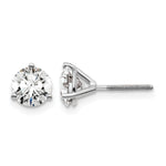 Lab Grown Diamond Gold 3-Prong Solitaire Earrings with Screw Backs - 14k White Gold / 1-1/2 ctw. / VS/SI+ G+ Certified