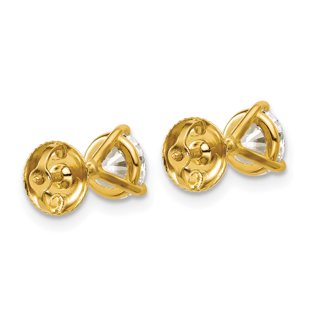 Lab Grown Diamond Gold 3-Prong Solitaire Earrings with Screw Backs - 14k Yellow Gold / 1-1/2 ctw. / VS/SI+ G+ Certified