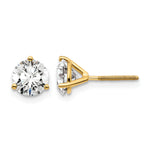 Lab Grown Diamond Gold 3-Prong Solitaire Earrings with Screw Backs - 14k Yellow Gold / 1-5/8 ctw. / VS+ F+