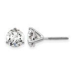 Lab Grown Diamond Gold 3-Prong Solitaire Earrings with Screw Backs - 18k White Gold / 2 ctw. / VS+ F+
