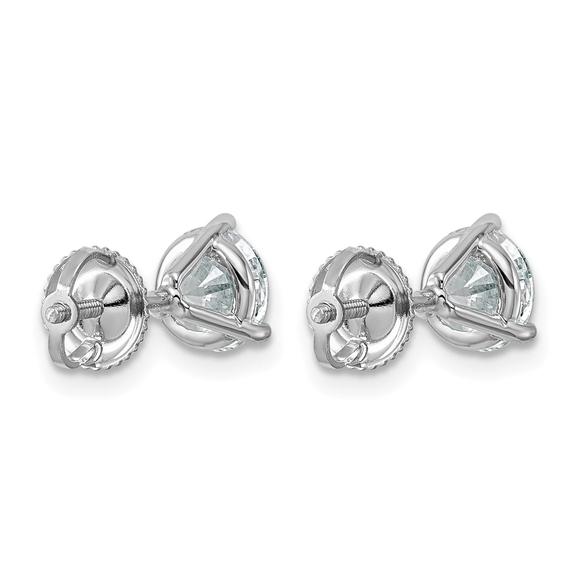 Lab Grown Diamond Gold 3-Prong Solitaire Earrings with Screw Backs - 14k White Gold / 1-3/4 ctw. / VS+ F+