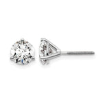 Lab Grown Diamond Gold 3-Prong Solitaire Earrings with Screw Backs - 14k White Gold / 2 ctw. / VS+ F+