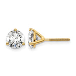 Lab Grown Diamond Gold 3-Prong Solitaire Earrings with Screw Backs - 14k Yellow Gold / 1-3/4 ctw. / VS+ F+