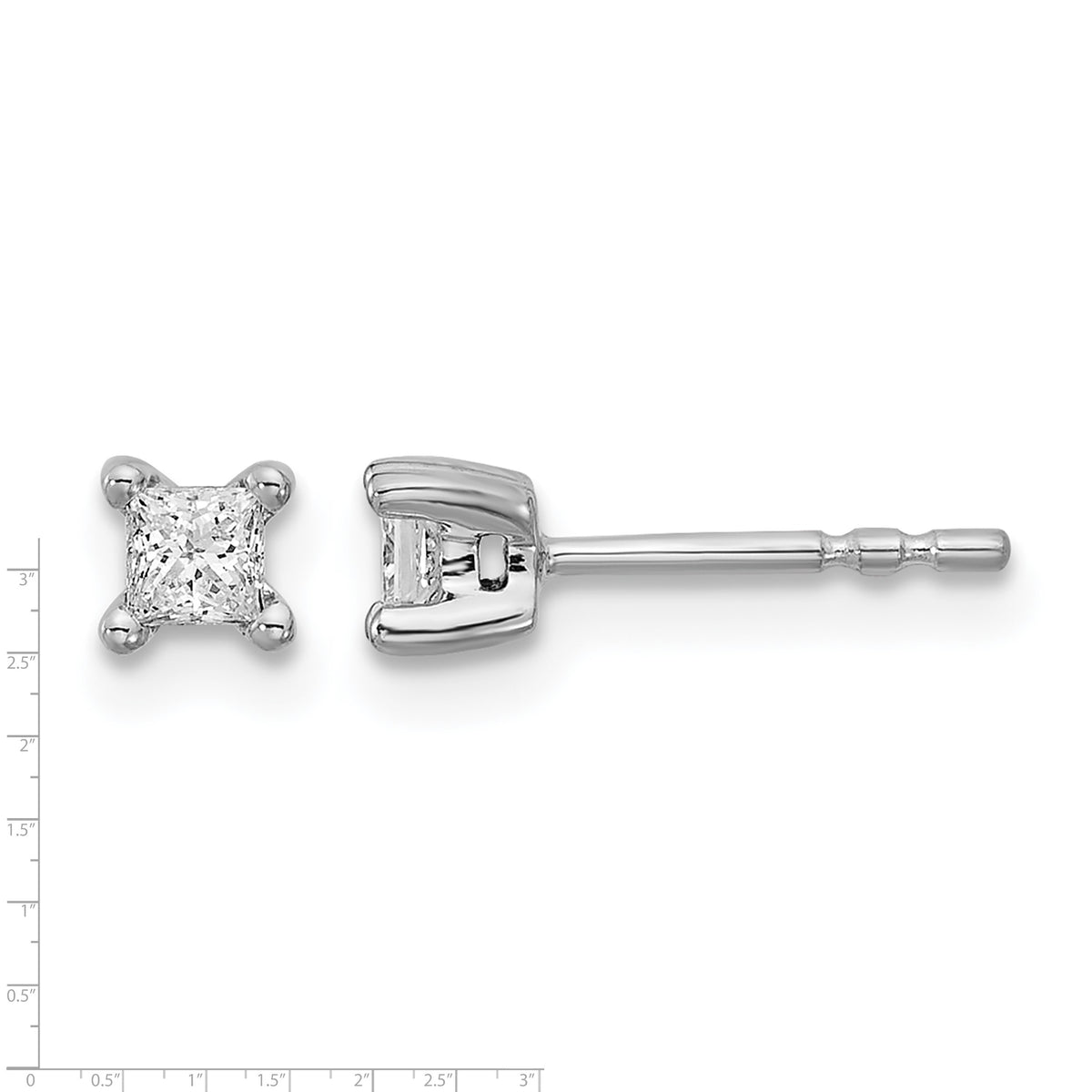 Lab Grown Diamond Princess Solitaire Earrings - 14k White Gold / 1/4 ctw. / VS/SI+ G+