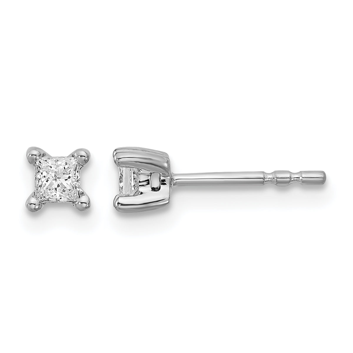 Lab Grown Diamond Princess Solitaire Earrings - 14k White Gold / 1/4 ctw. / VS/SI+ G+