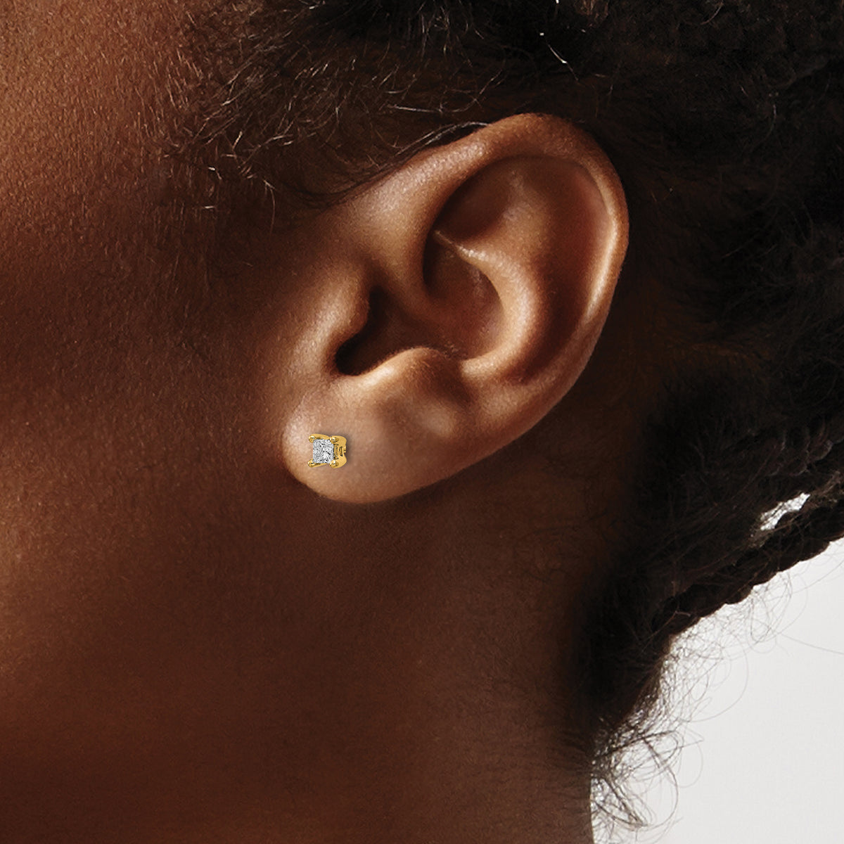 Princess Lab Grown Diamond Studs - 14k Yellow Gold / 1/4 ctw. / VS+ F+