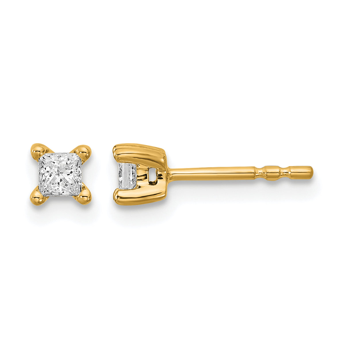 Princess Lab Grown Diamond Studs - 14k Yellow Gold / 1/4 ctw. / VS+ F+