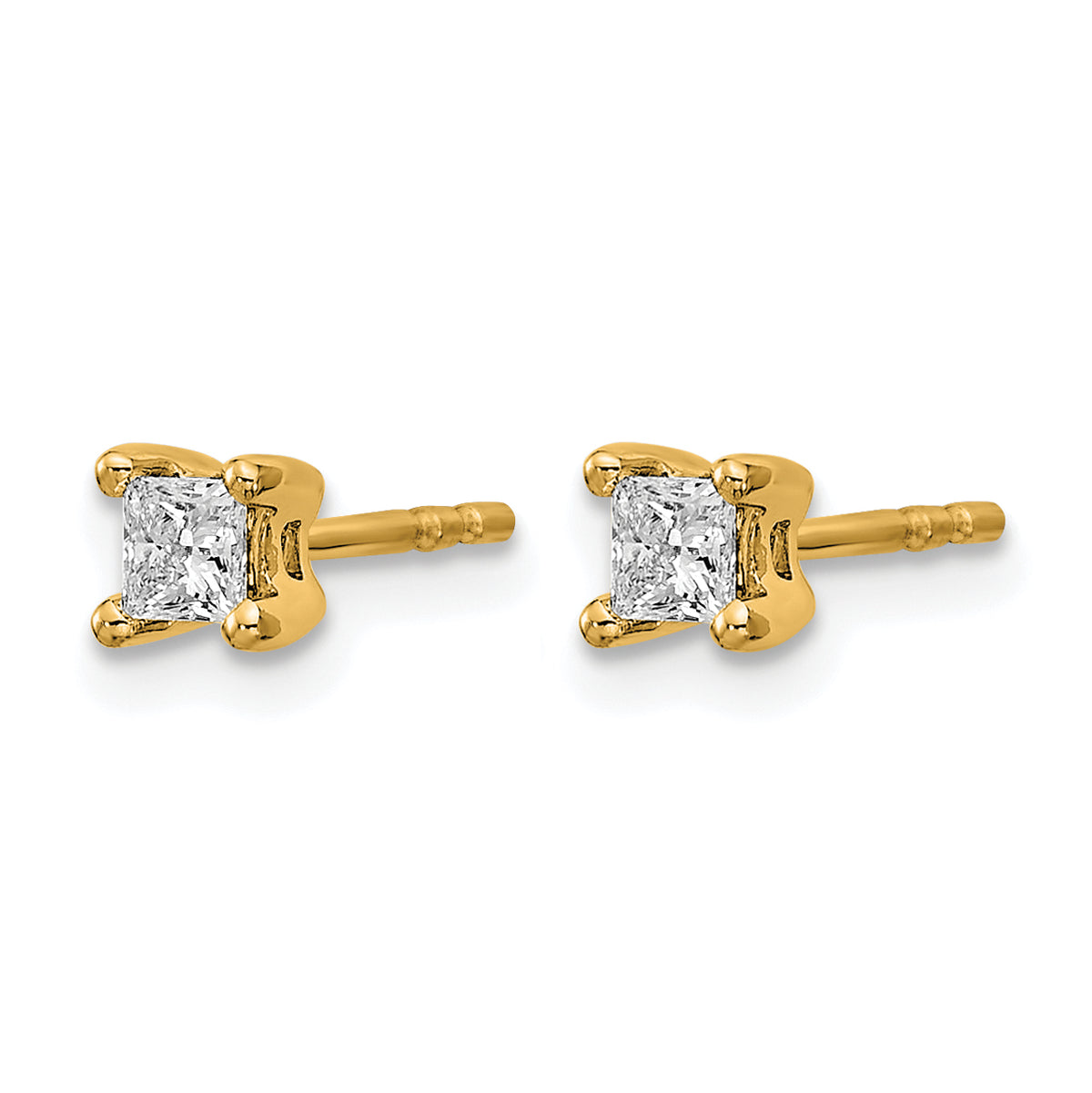 Princess Lab Grown Diamond Studs - 14k Yellow Gold / 1/3 ctw. / VS+ F+