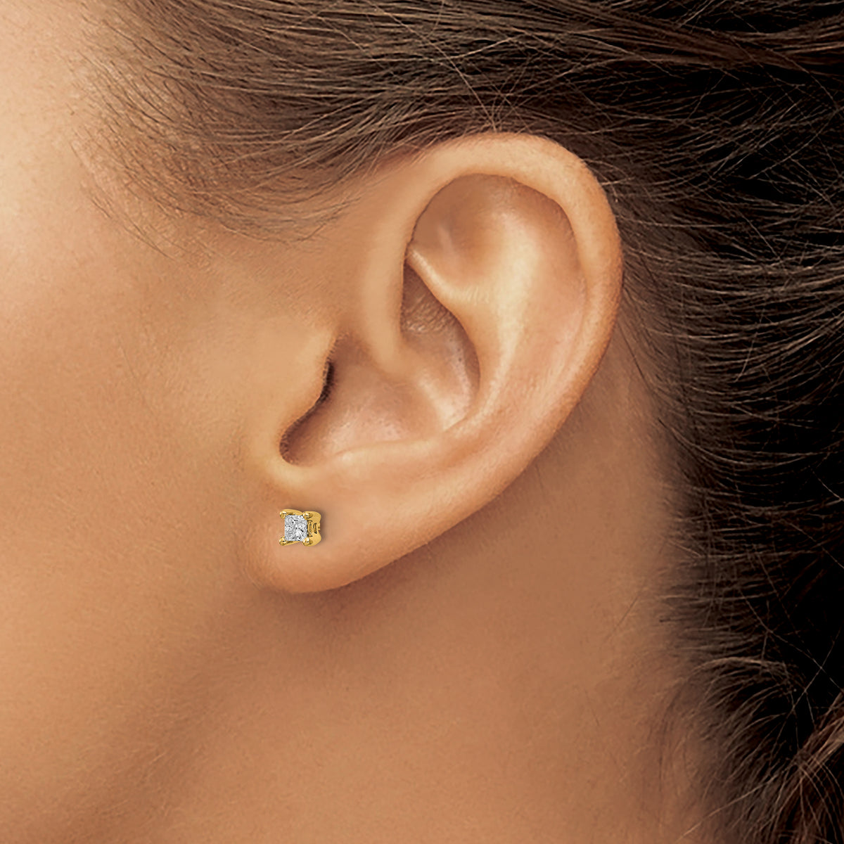 Princess Lab Grown Diamond Studs - 14k Yellow Gold / 1/3 ctw. / VS+ F+