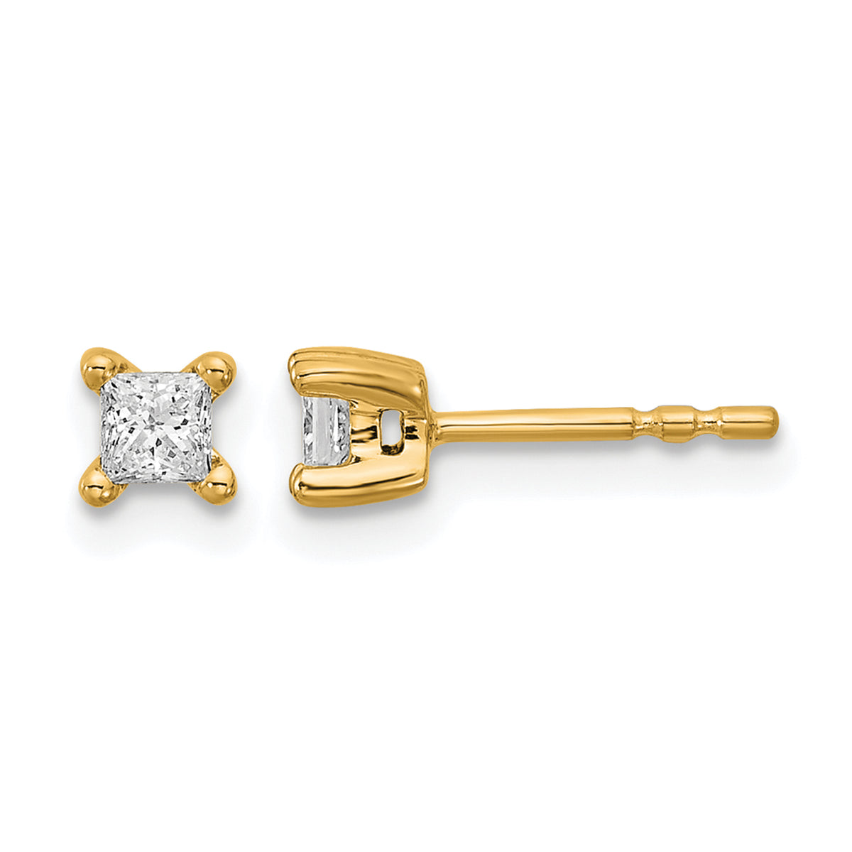 Princess Lab Grown Diamond Studs - 14k Yellow Gold / 1/3 ctw. / VS+ F+