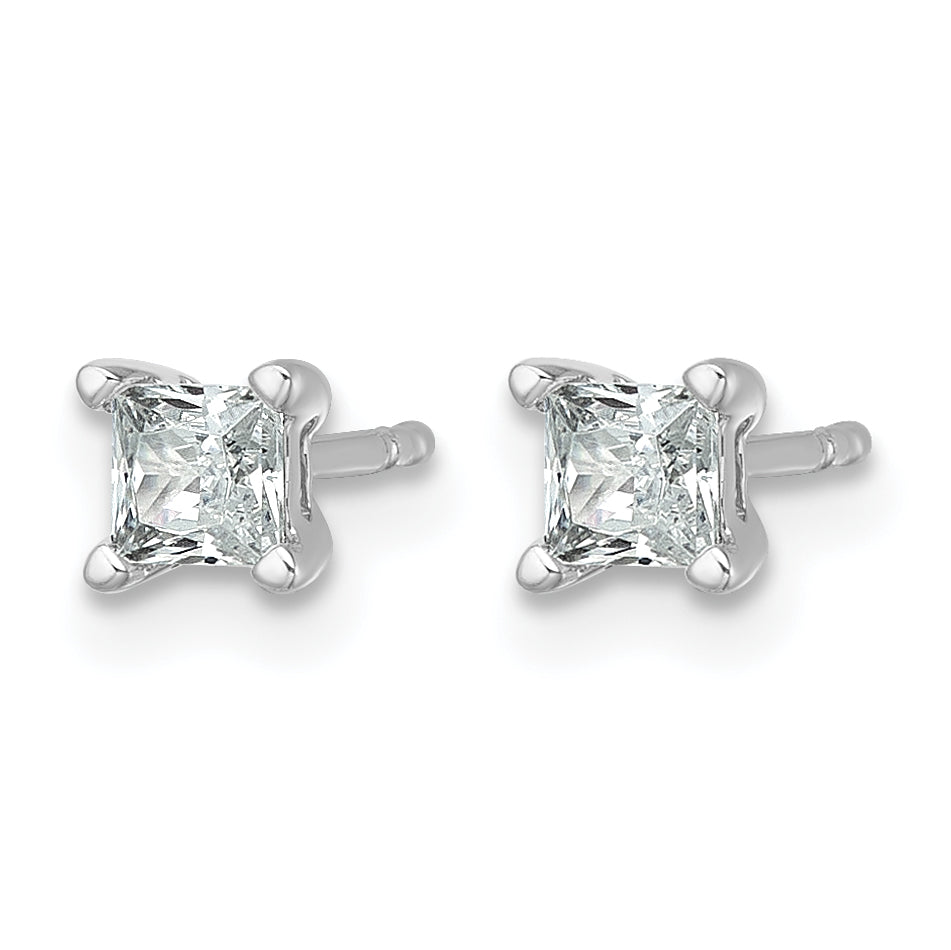 Lab Grown Diamond Princess Solitaire Earrings - 14k White Gold / 1/2 ctw. / VS/SI+ G+ Certified