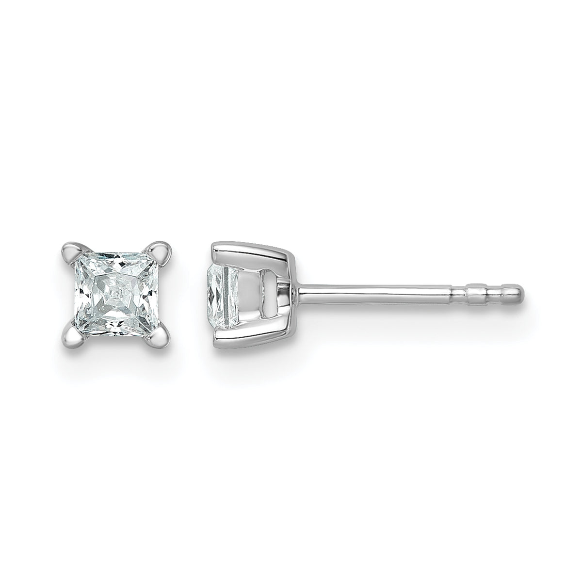 Lab Grown Diamond Princess Solitaire Earrings - 14k White Gold / 1/2 ctw. / VS/SI+ G+ Certified