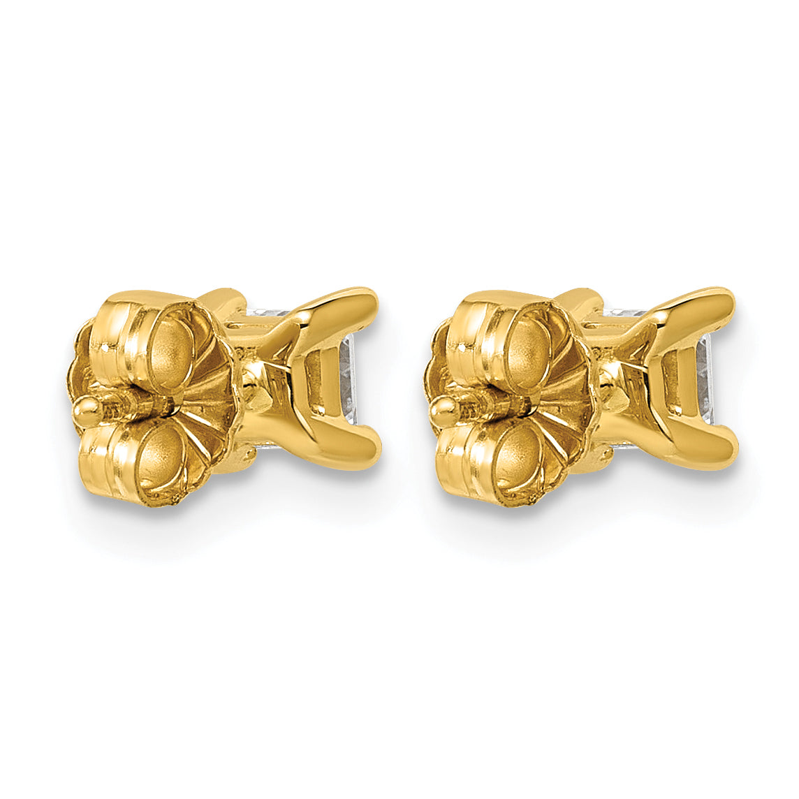 Lab Grown Diamond Princess Solitaire Earrings - 14k Yellow Gold / 1/2 ctw. / VS/SI+ G+ Certified