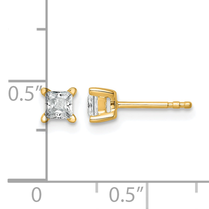 Princess Lab Grown Diamond Studs - 14k Yellow Gold / 1/2 ctw. / VS+ F+