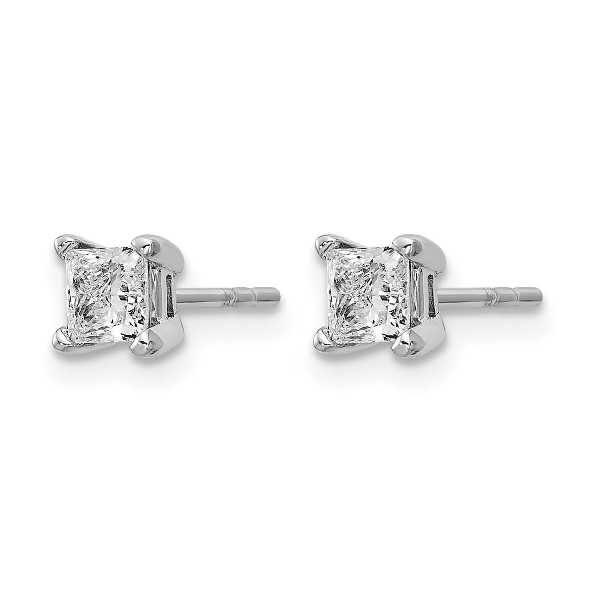 Lab Grown Diamond Princess Solitaire Earrings - 14k White Gold / 5/8 ctw. / VS+ F+ Certified