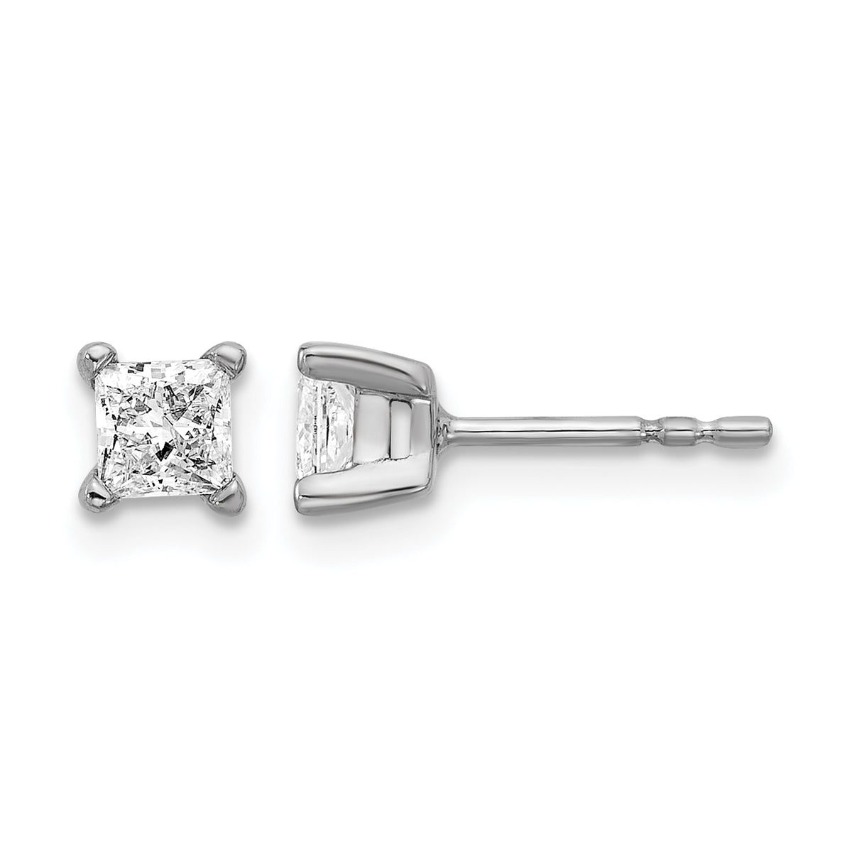Princess Lab Grown Diamond Studs - 14k White Gold / 5/8 ctw. / VS+ F+