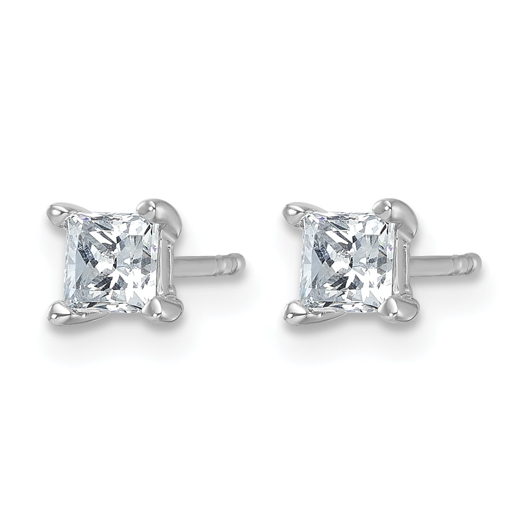 Lab Grown Diamond Princess Solitaire Earrings - 14k White Gold / 2/3 ctw. / VS/SI+ G+ Certified