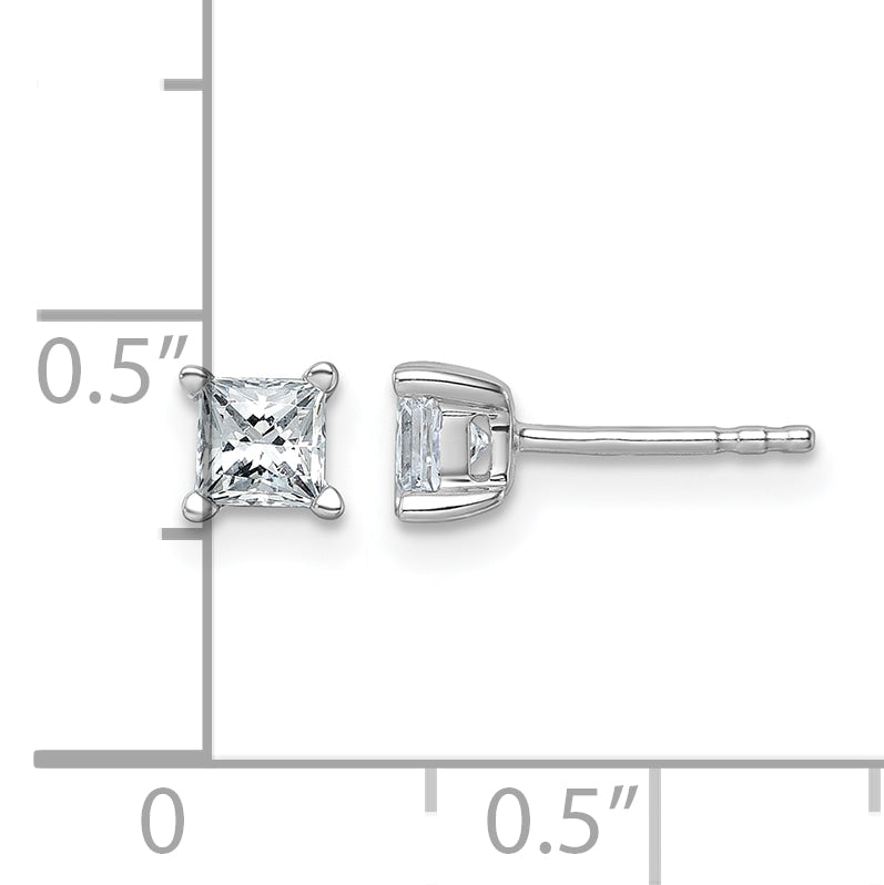 Princess Lab Grown Diamond Studs - 14k White Gold / 2/3 ctw. / VS+ F+