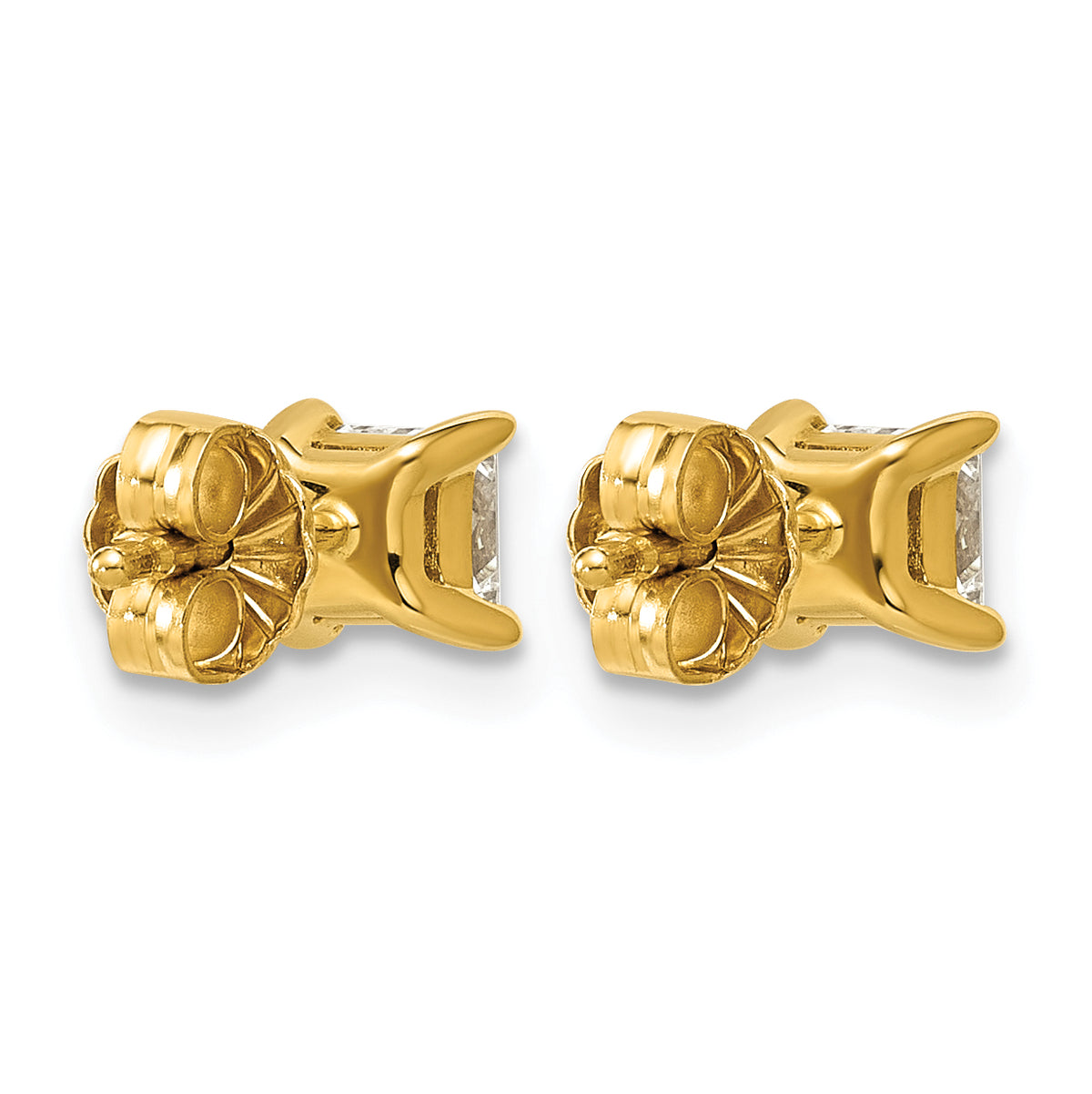 Lab Grown Diamond Princess Solitaire Earrings - 14k Yellow Gold / 2/3 ctw. / VS/SI+ G+ Certified