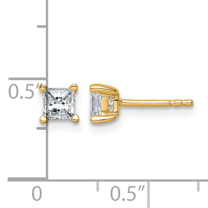 Princess Lab Grown Diamond Studs - 14k Yellow Gold / 2/3 ctw. / VS+ F+