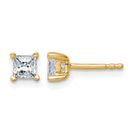 Lab Grown Diamond Princess Solitaire Earrings - 14k Yellow Gold / 2/3 ctw. / VS/SI+ G+ Certified