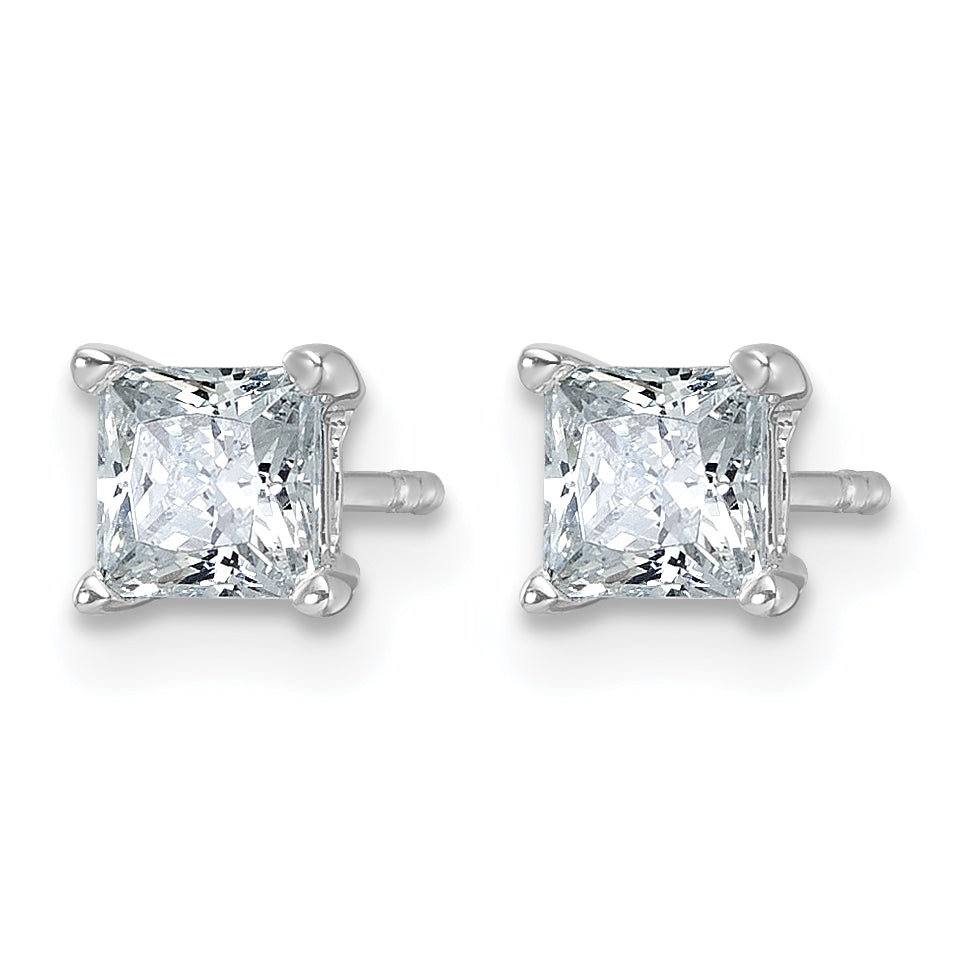 Lab Grown Diamond Princess Solitaire Earrings - 14k White Gold / 1 ctw. / VS/SI+ G+ Certified