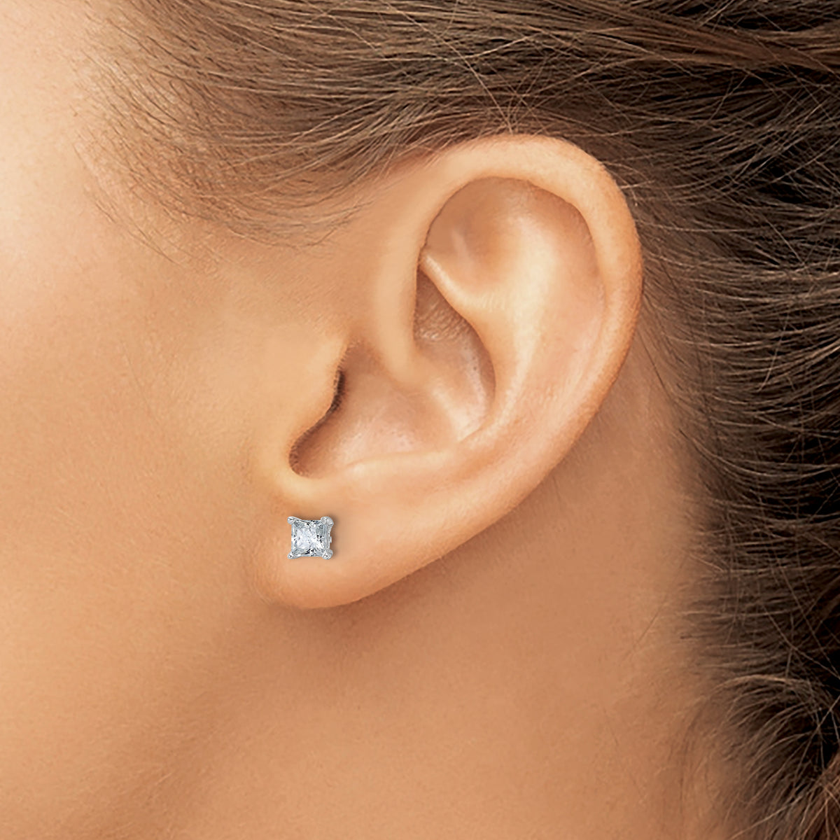 Princess Lab Grown Diamond Studs - 14k White Gold / 1 ctw. / VS+ F+