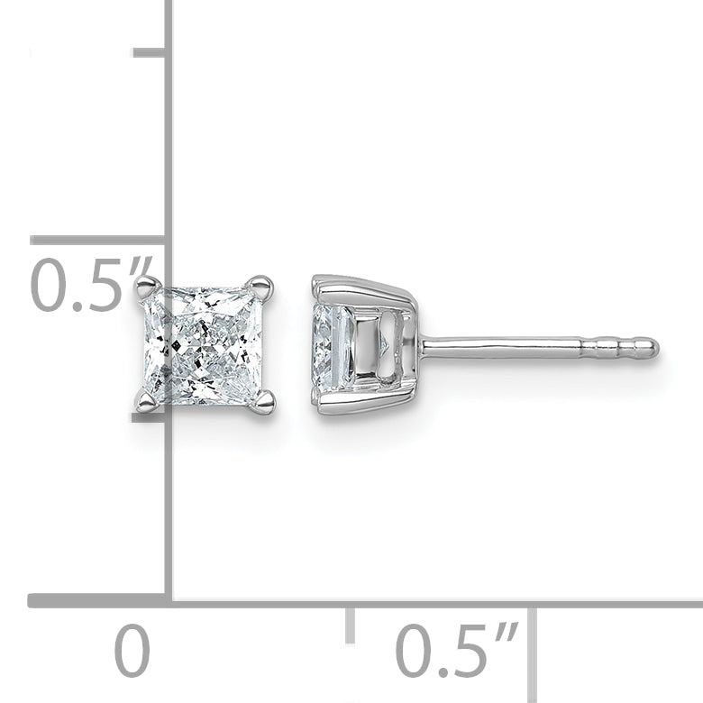 Princess Lab Grown Diamond Studs - 14k White Gold / 1 ctw. / VS+ F+