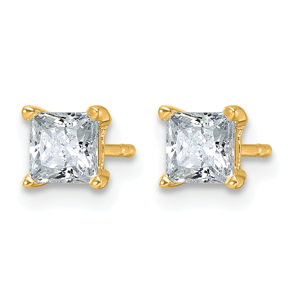 Princess Lab Grown Diamond Studs - 14k Yellow Gold / 1 ctw. / VS+ F+